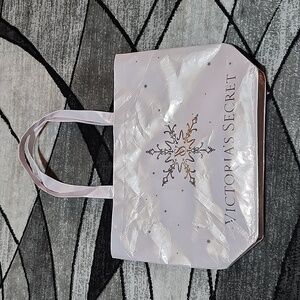 VS 2022 PINK IRIDESCENT SNOWFLAKE REUSABLE ECO LARGE HOLIDAY SHOPPING TOTE BAG